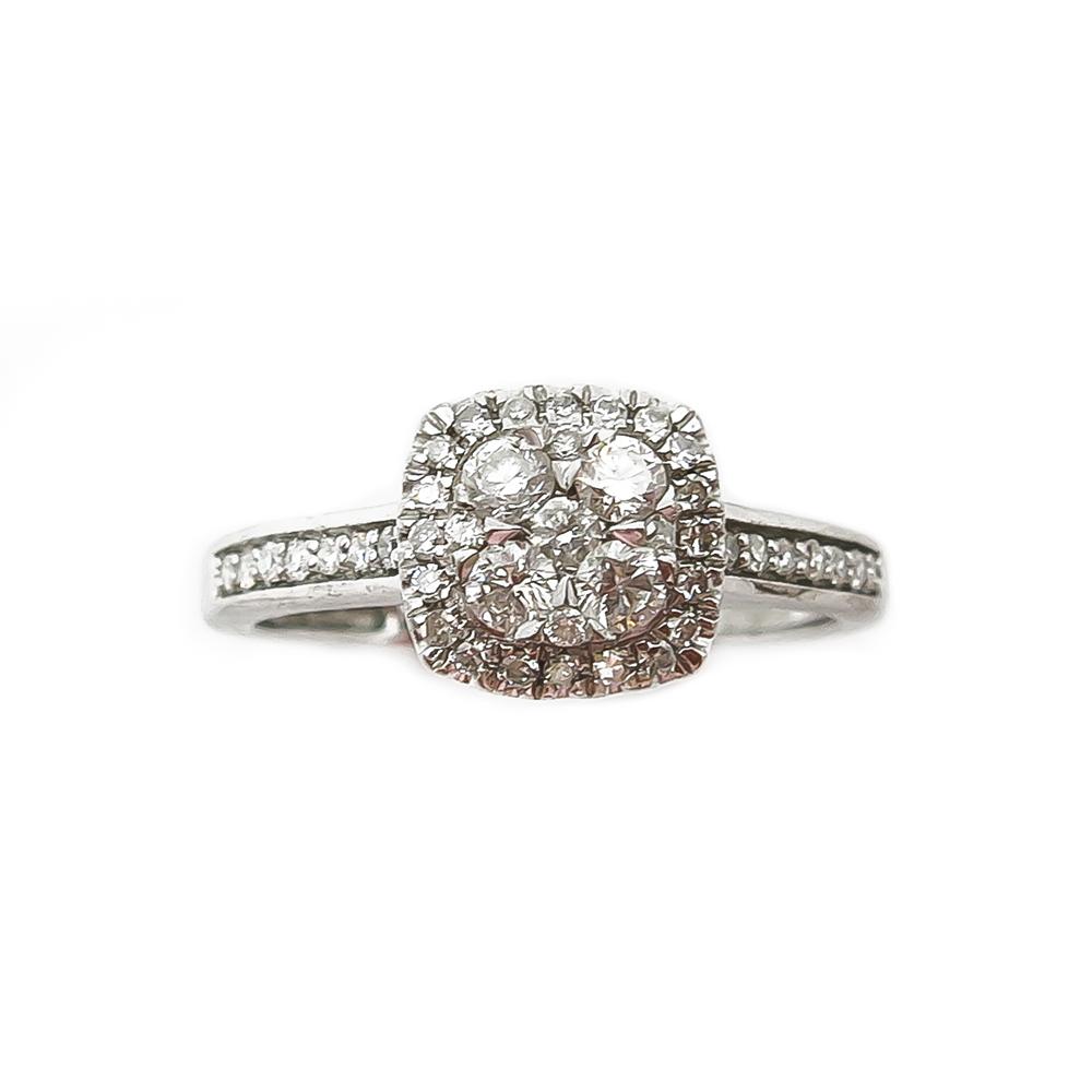 Valkokultainen Halo timanttisormus 0,25ct 15,5mm #2