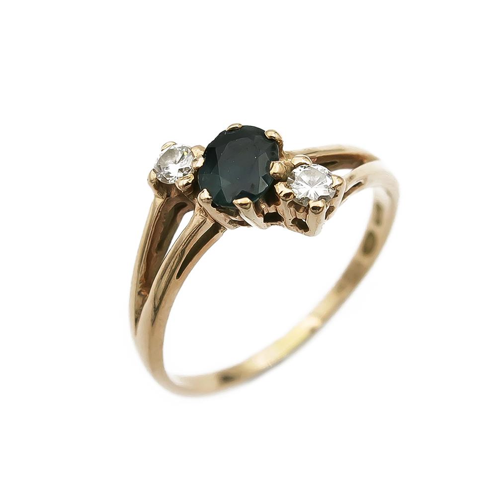 Kultainen safiiri timanttisormus 0.06ct 17,0mm #0