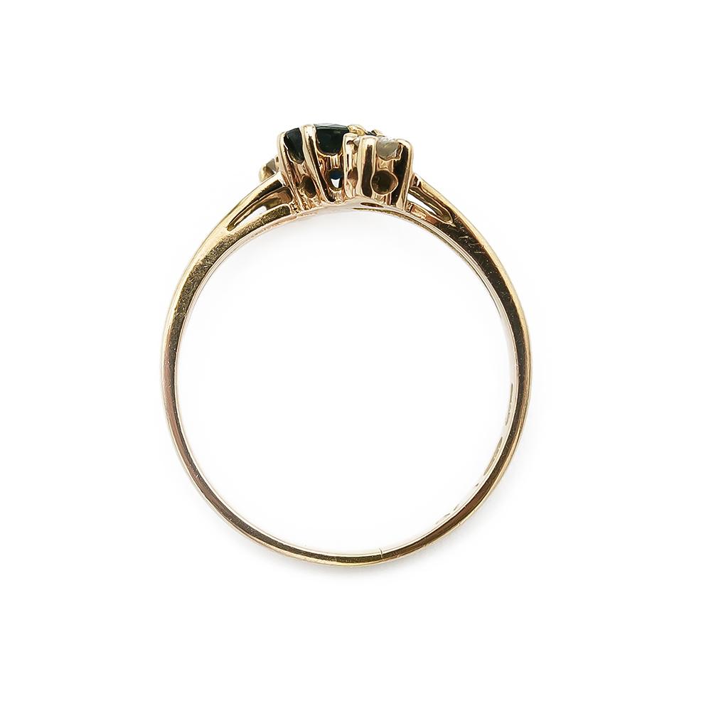Kultainen safiiri timanttisormus 0.06ct 17,0mm #2