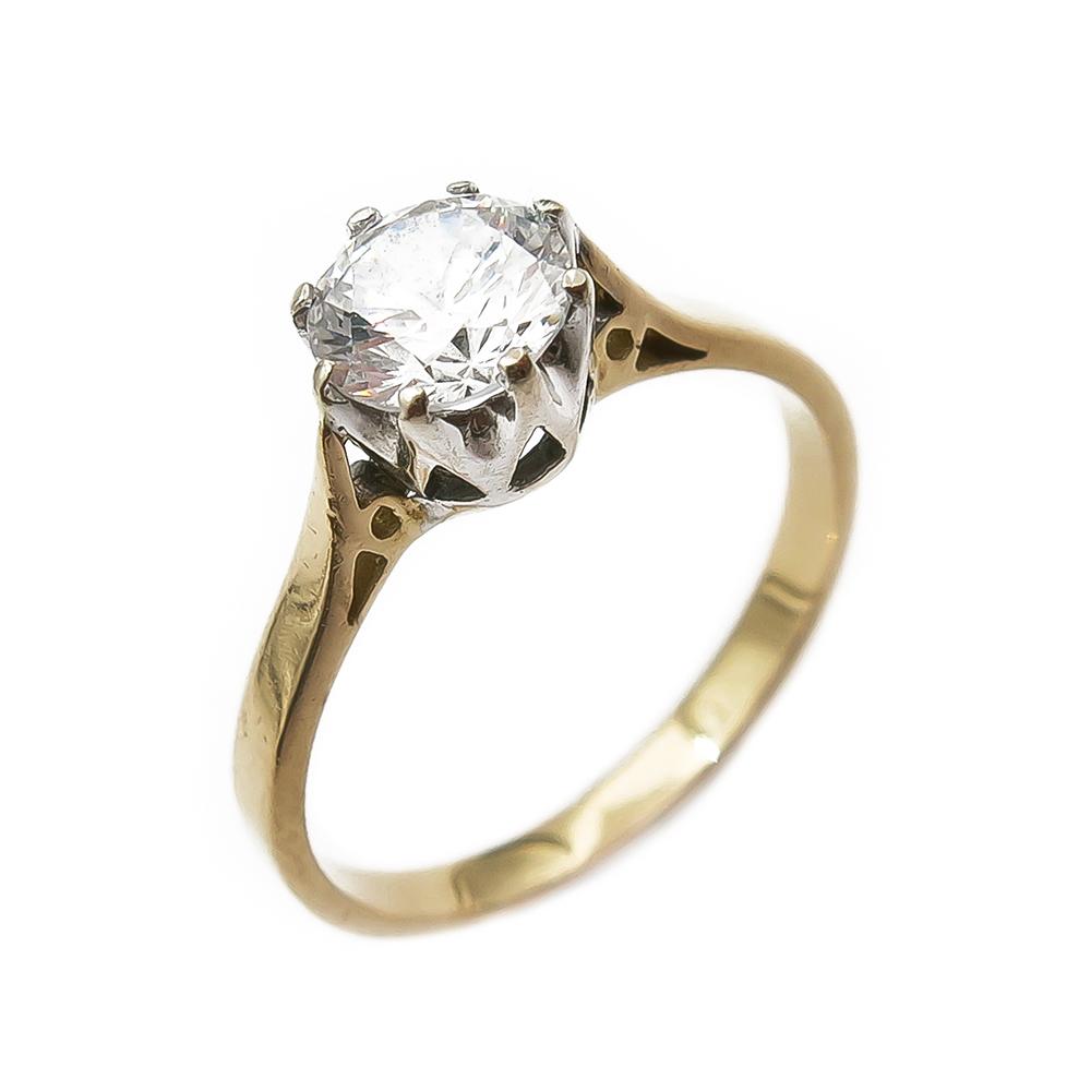 18k Solitaire sormus kirkkaalla kivellä 17,5mm #0