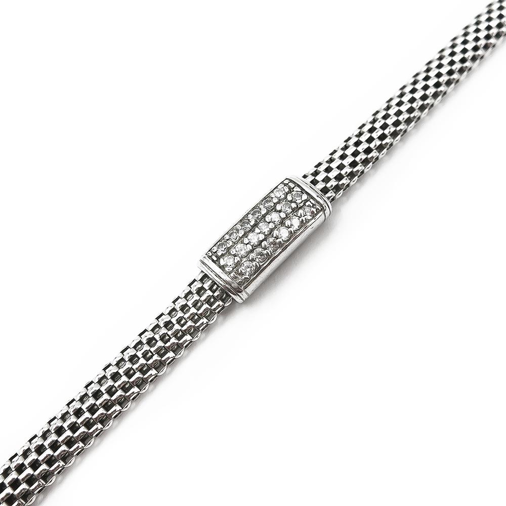 Verkkoketju rannekoru kirkkain kivin 19-21cm #1