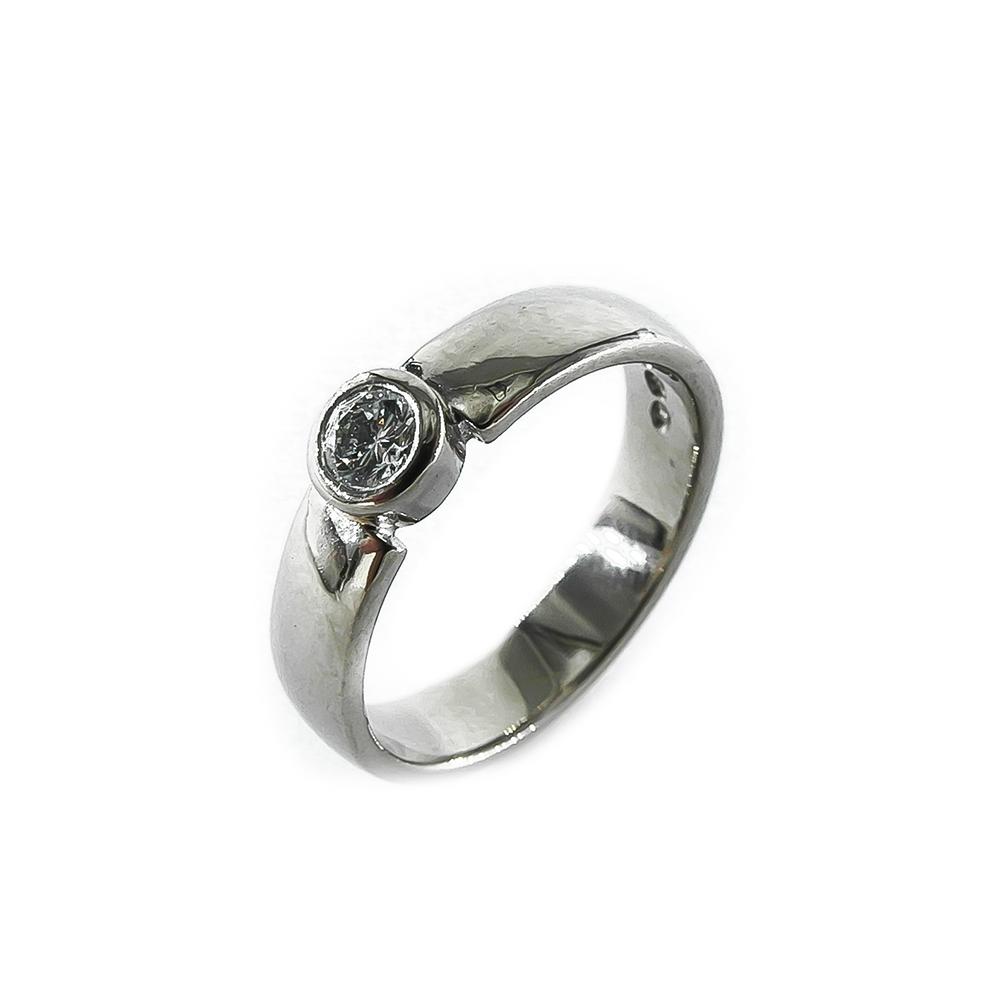 18K,Valkokultainen timanttisormus 0,10ct,16,25mm #0