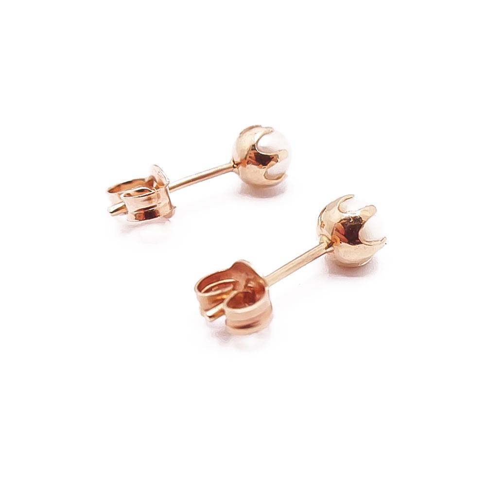 Kultaiset helmikorvakorut 4mm #1