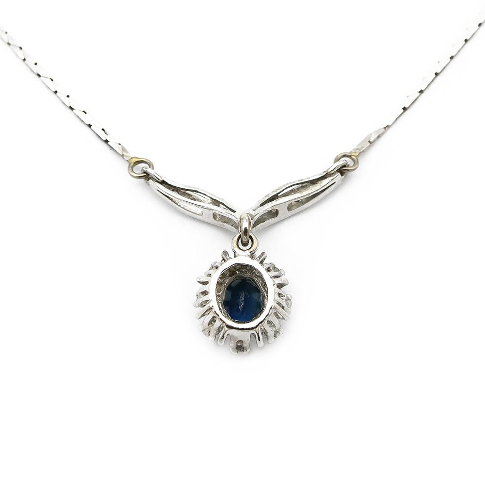 Valkokultainen safiiri timanttikaulakoru 0.11ct 44cm #2