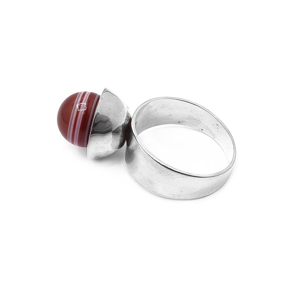 Hopeinen malakiittisormus 18mm v.-64 #2