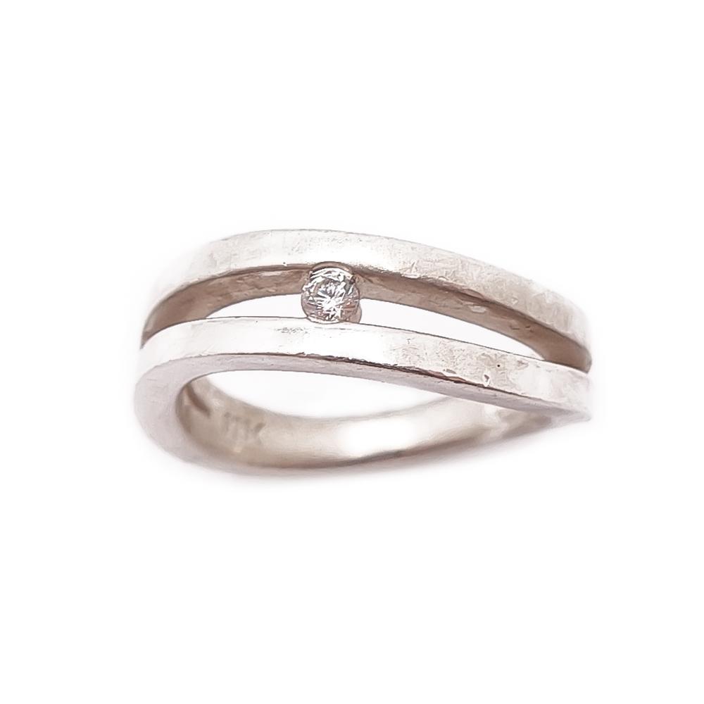 Hopeinen sormus cz 18mm #1