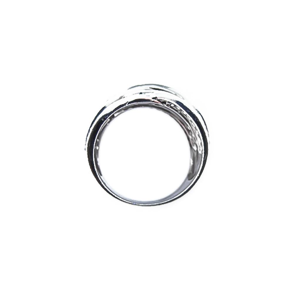 Hopeinen sormus,17 mm, kirkkaat ja mustat kivet #1