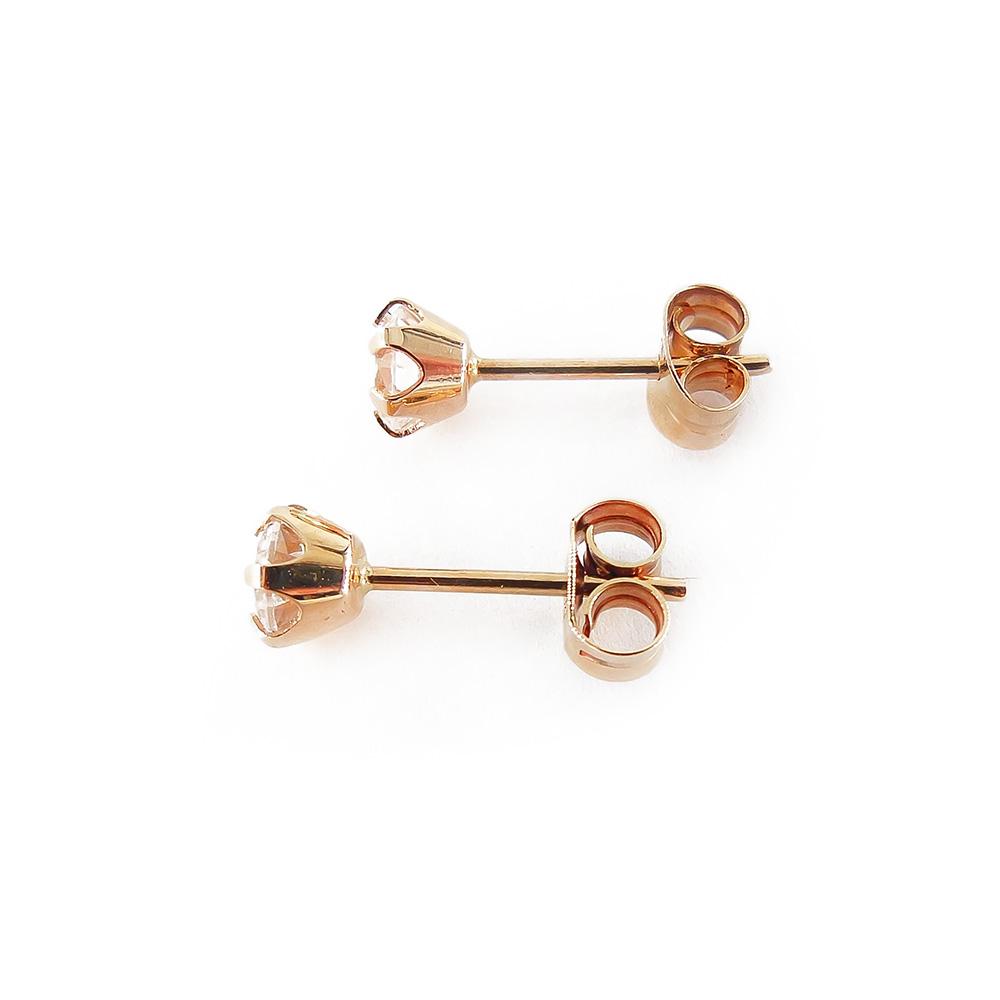 Kultainen nappikorvakoru, kirkas kivi 4mm #1