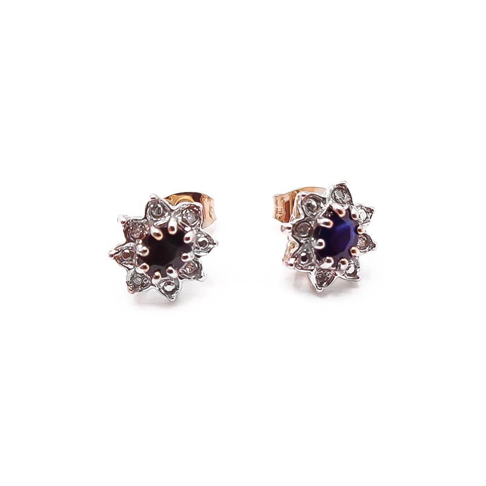 Kultaiset sinisafiiri-timanttikorvakorut 0,08ct #0