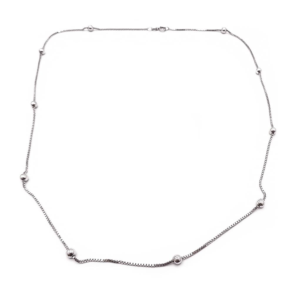 Hopeinen pallollinen ketju 60cm #0