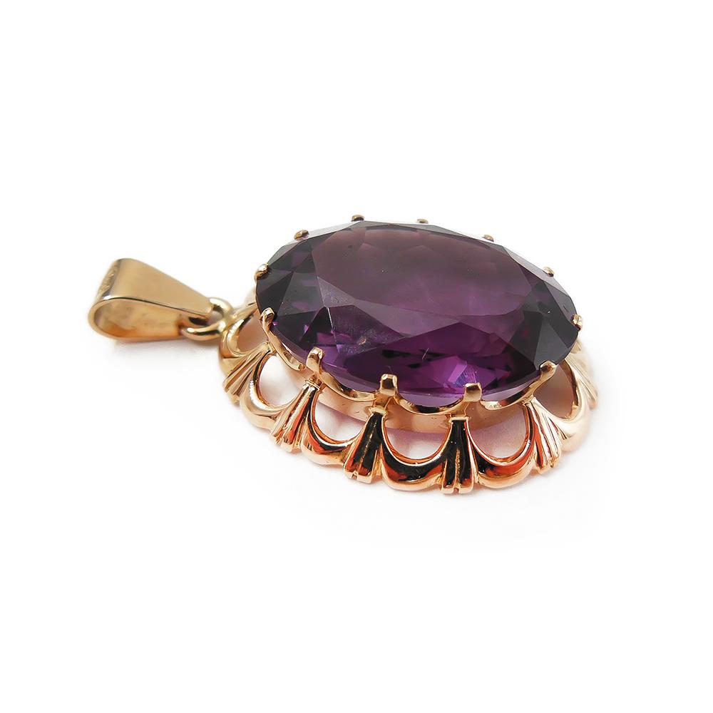 Kultainen riipus,lila kivi #6