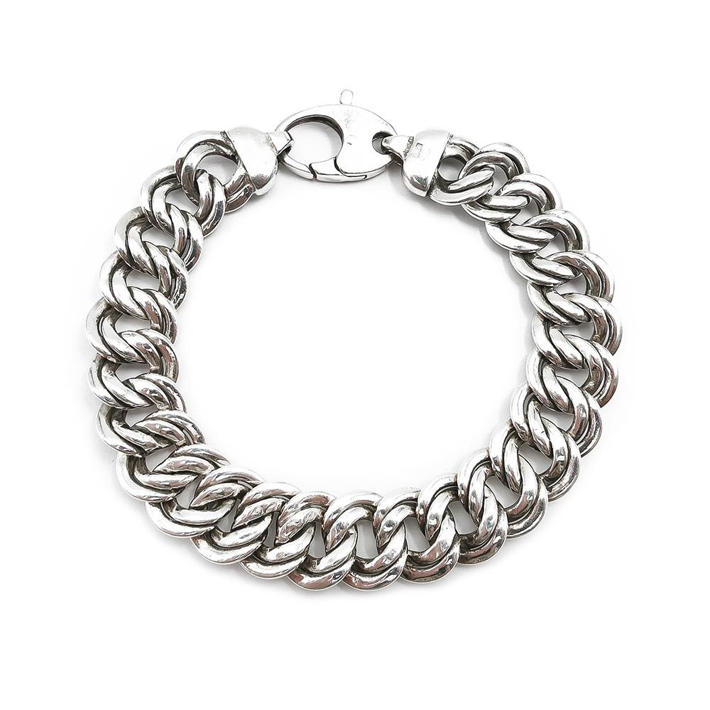 Hopeinen leveä ranneketju 19cm lev.13mm #1