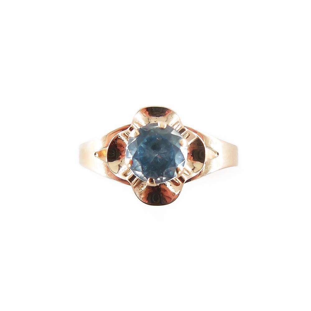 Kultainen sormus,17.5 mm,sininen kivi #3