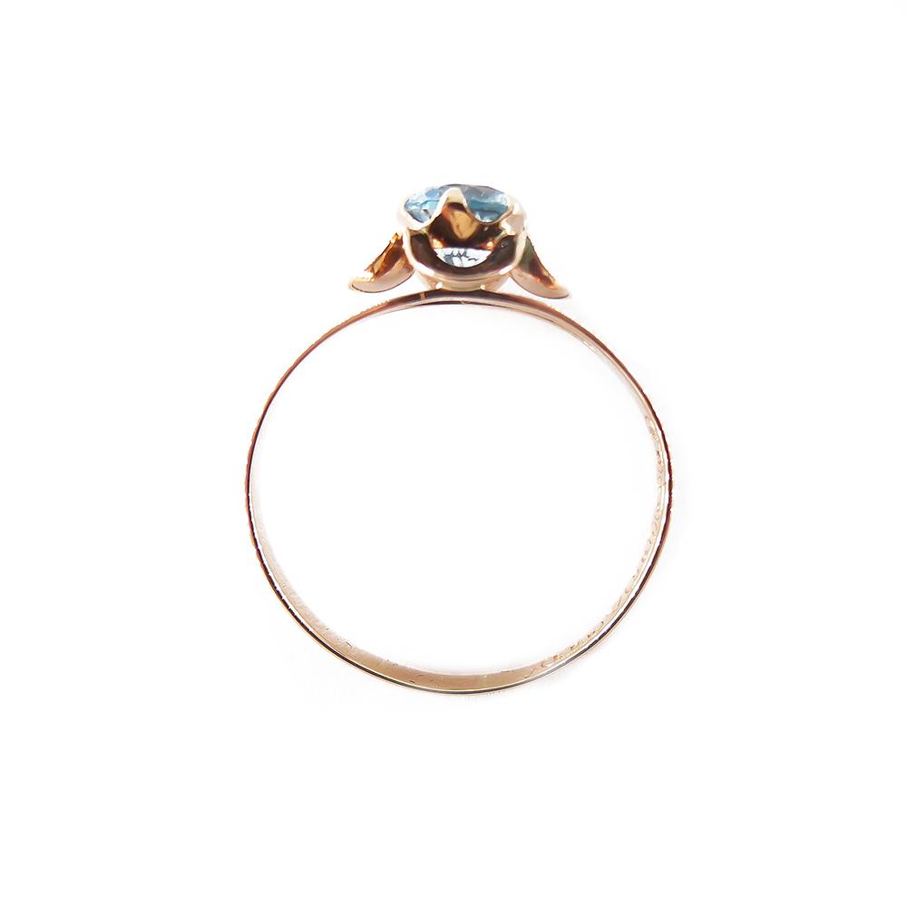 Kultainen sormus,17.5 mm,sininen kivi #4