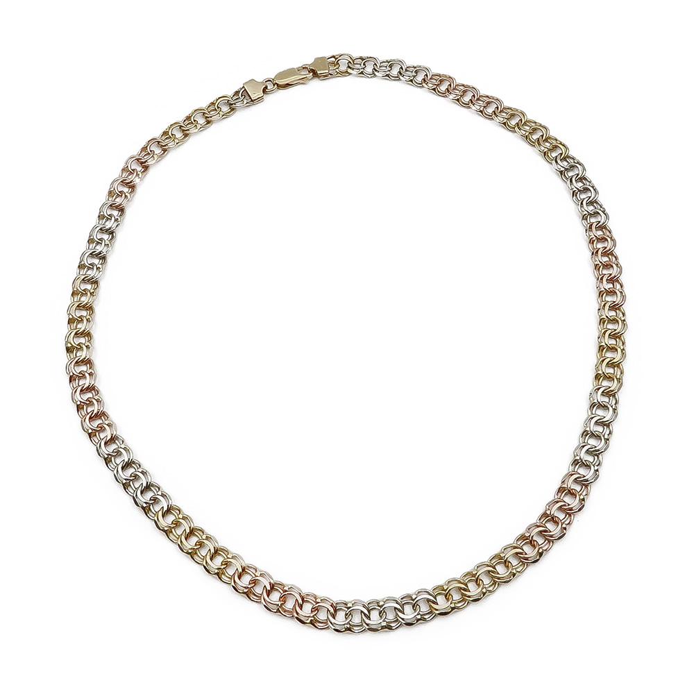 18K Bismark kaulakoru kelta-valko-ja punakulta 40cm, lev.5.6mm #0