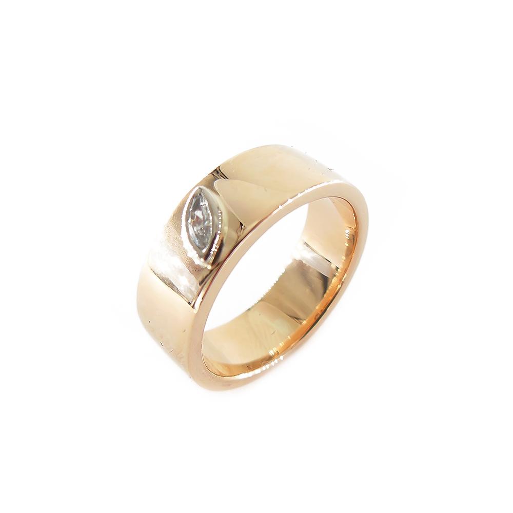Kultainen timanttisormus,15,5 mm, Markiisitimantti 0,04ct #0