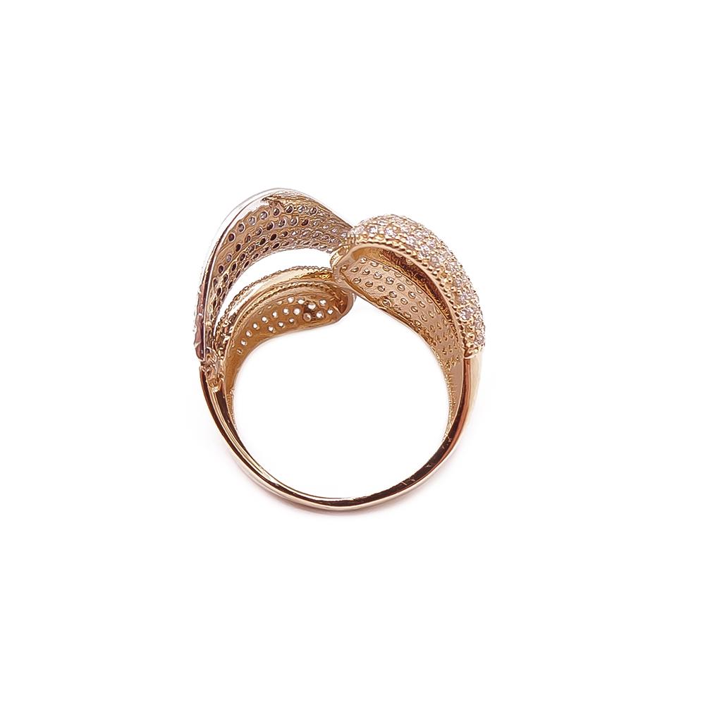 Kulta-/valkokulta sormus 18mm zirk. #2