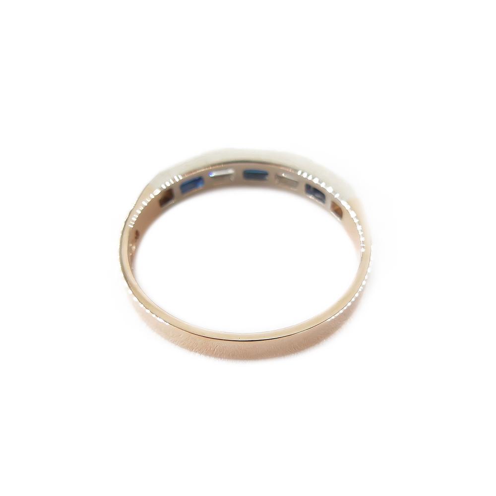 Kultainen timanttisormus, safiirit+baquettehiontaiset timantit, 17 mm #2