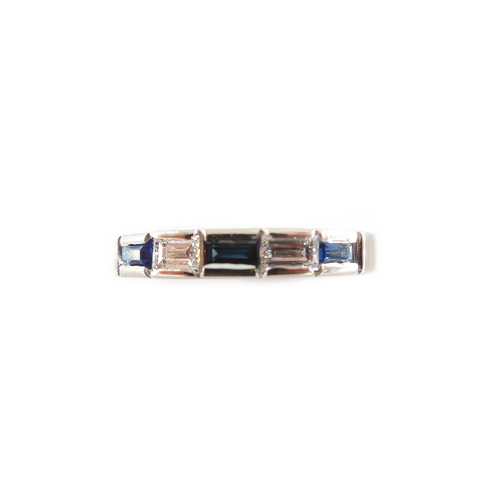 Kultainen timanttisormus, safiirit+baquettehiontaiset timantit, 17 mm #3