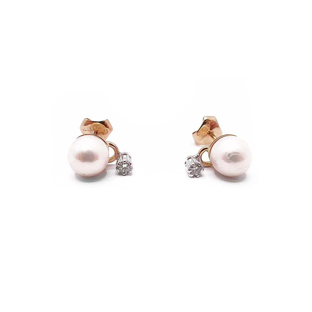 Kultaiset helmikorvakorut tim.0,06ct #0