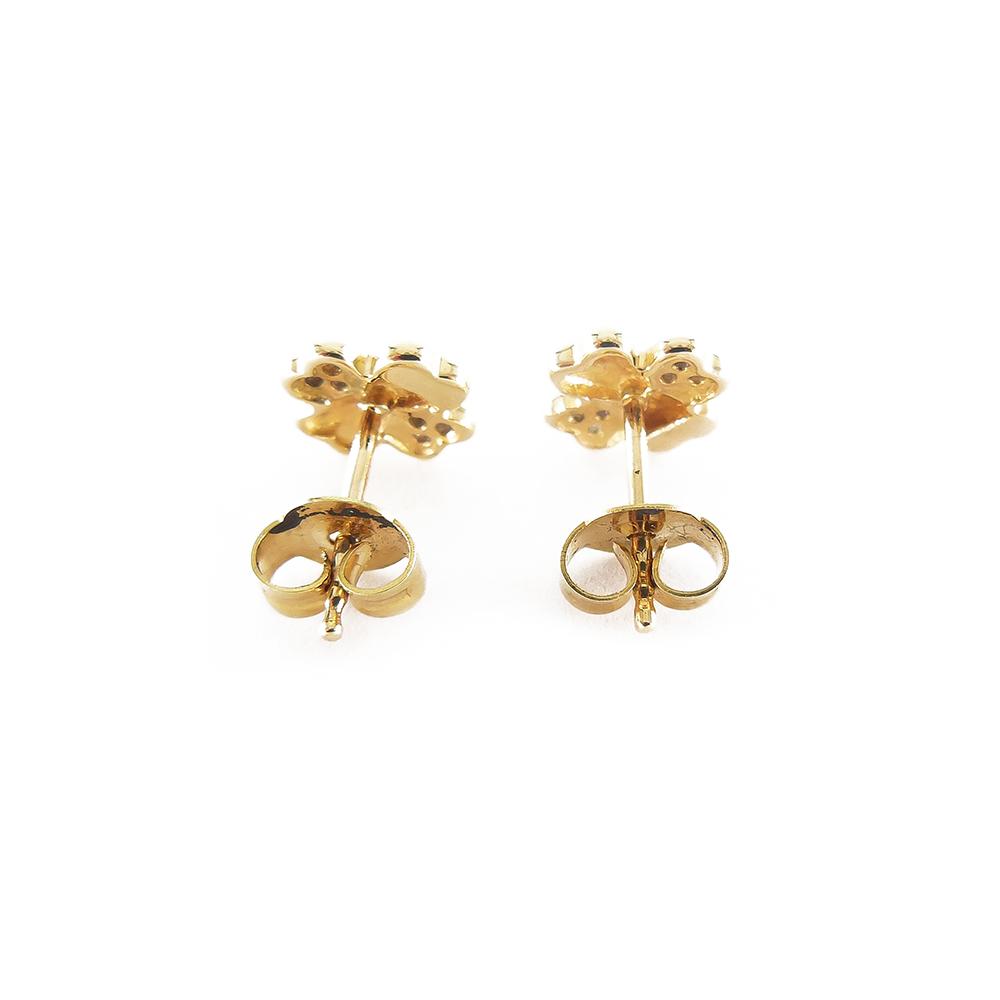 Kultaiset korvanapit, neliapilat timanteilla yht.0.02ct #1