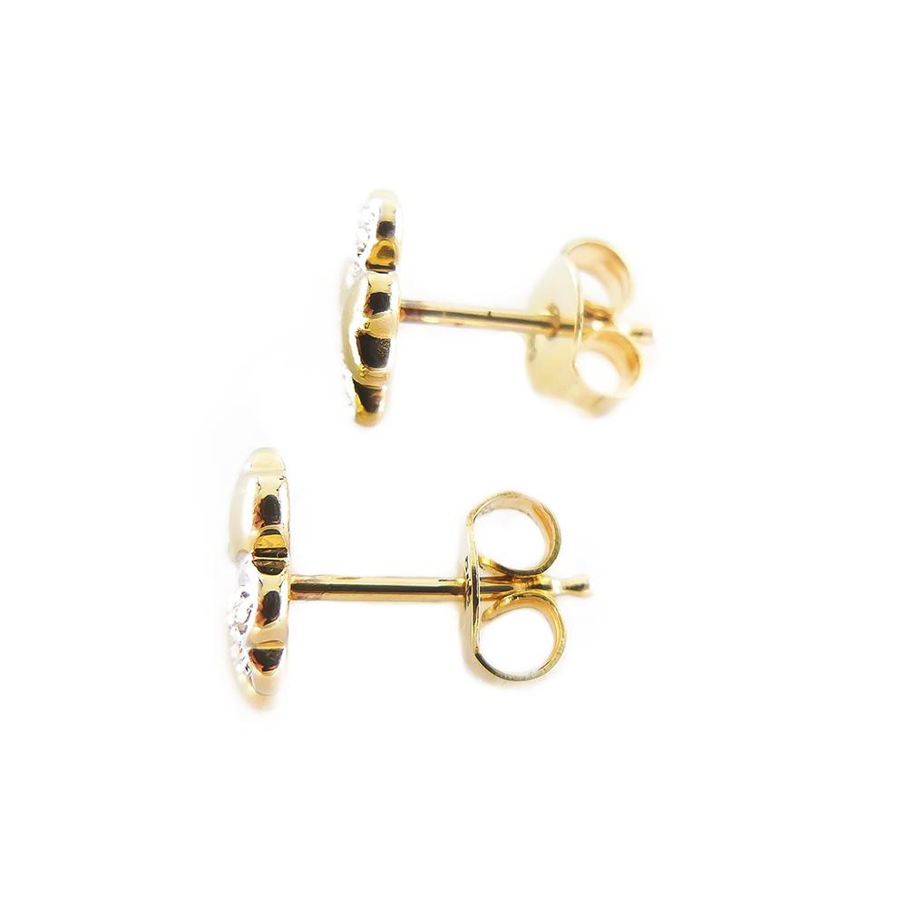 Kultaiset korvanapit, neliapilat timanteilla yht.0.02ct #2