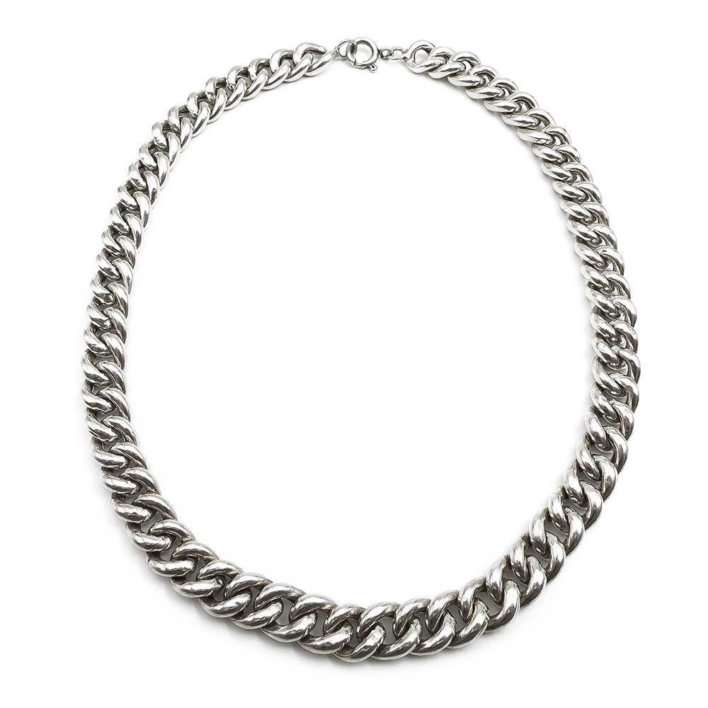 Hopeinen näyttävä kaulaketju 45cm lev. 11mm #0