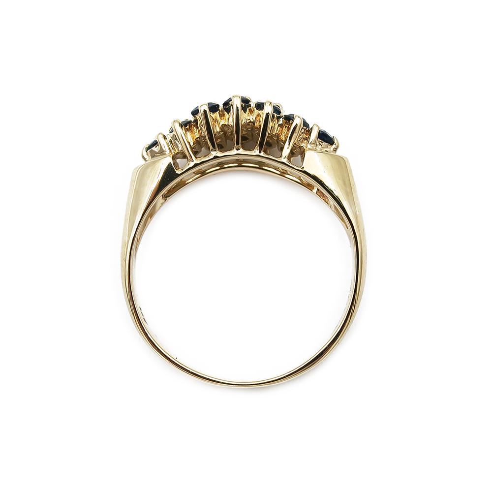 Kultainen safiiri timanttisormus 0.03ct 17,0mm #2