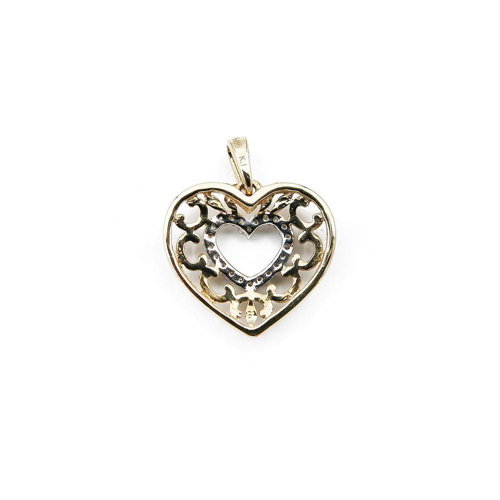 Kultainen filigraani timanttisydänriipus 0.04ct #1