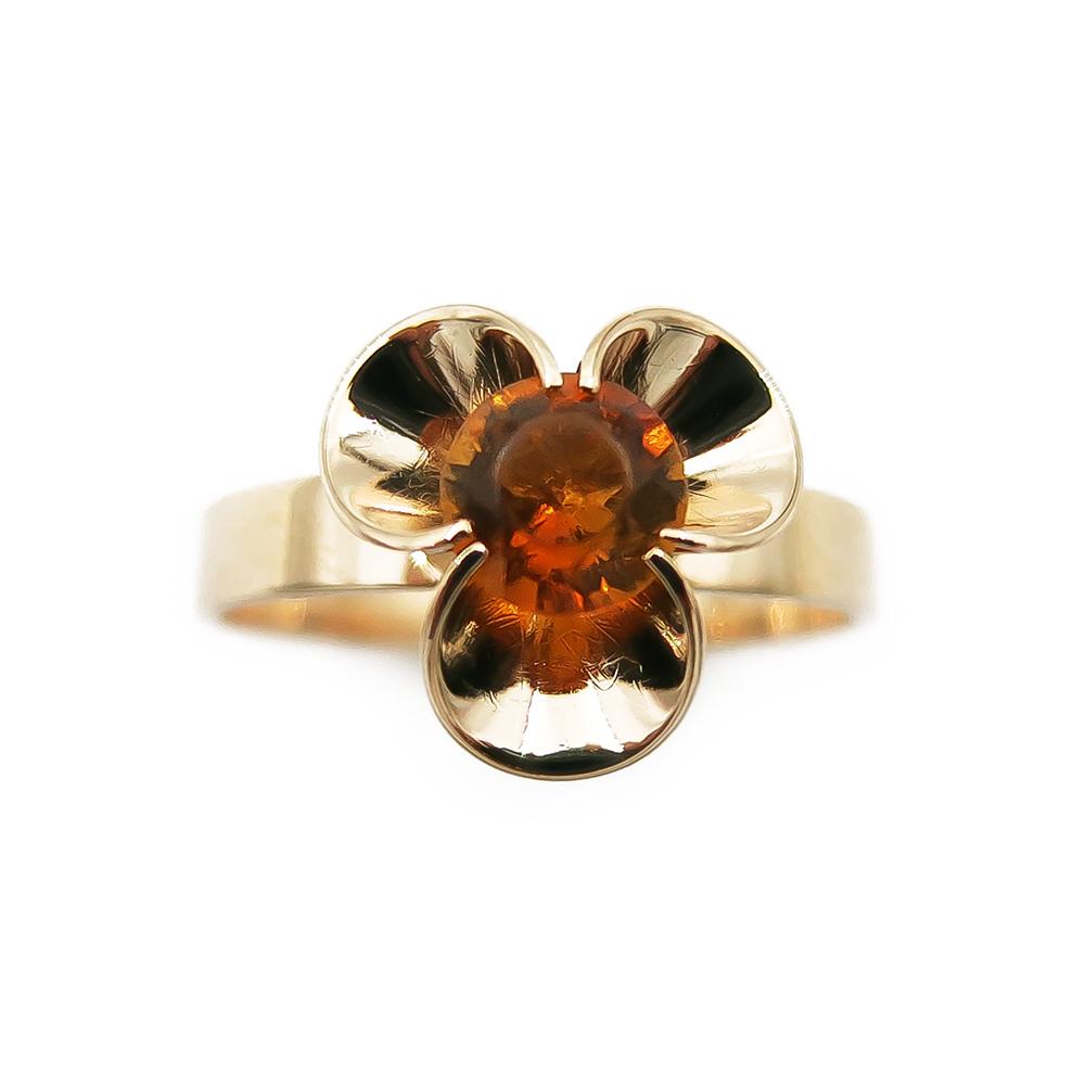 Kultainen sormus oranssi kivi 17,0mm, Kupittaan Kulta v.1975 #2