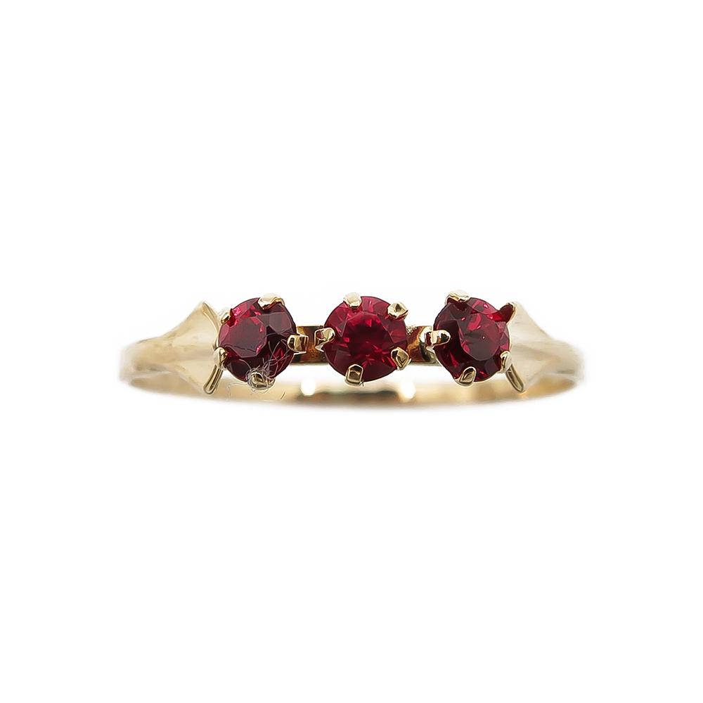Kultainen sormus punaiset kivet 19,0mm #2