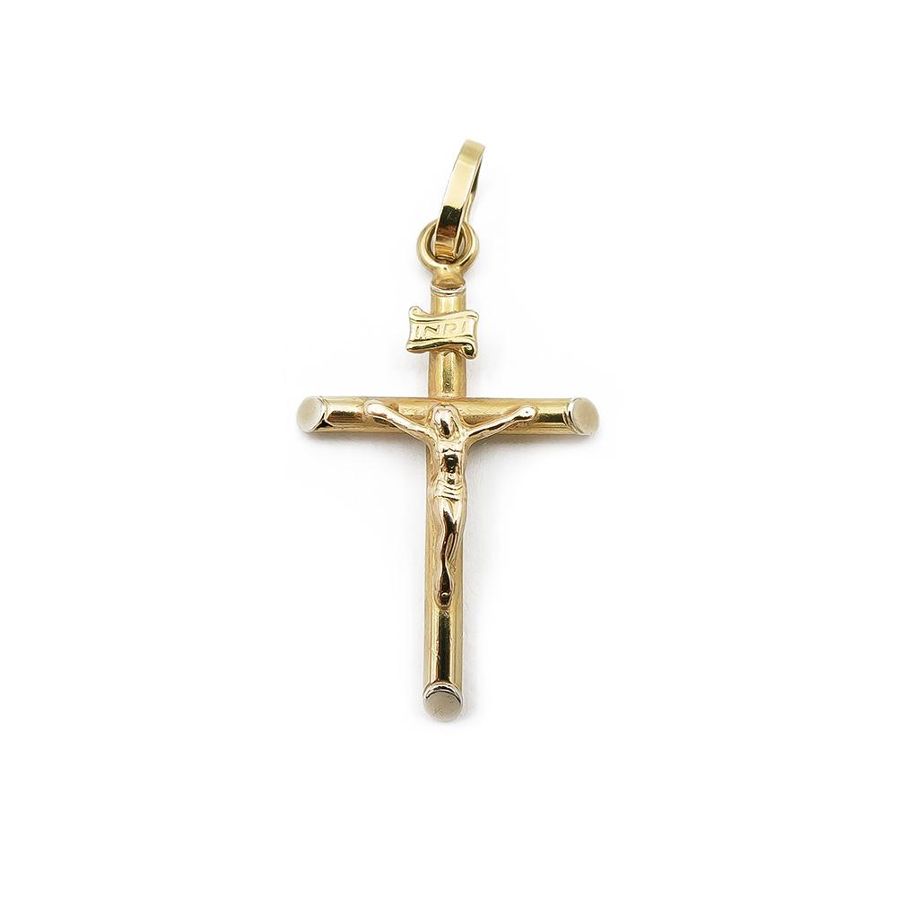Kultainen krusifiksi ristiriipus 18k #0
