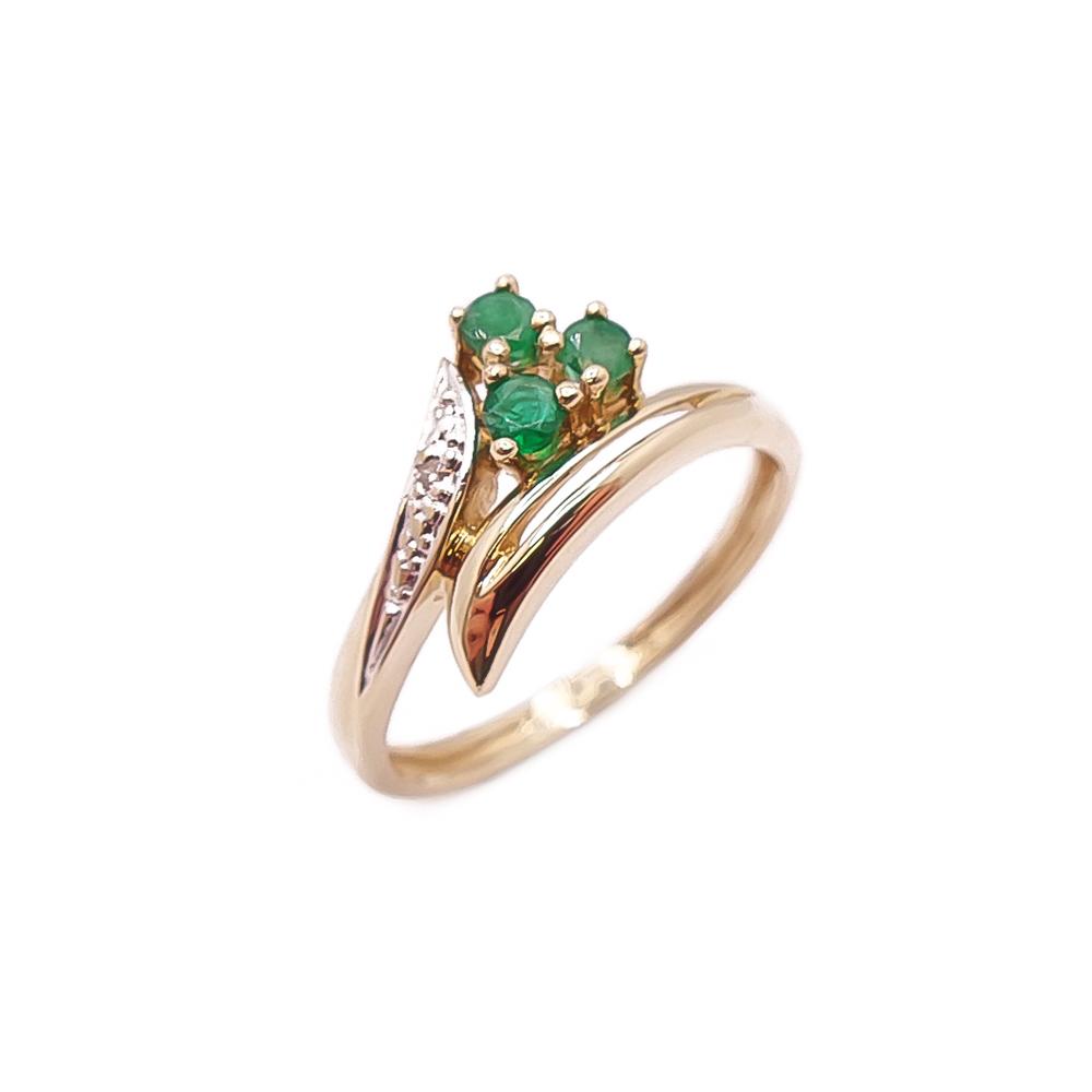 Kultainen smarg.-tim.sormus 0,005ct 16mm #0