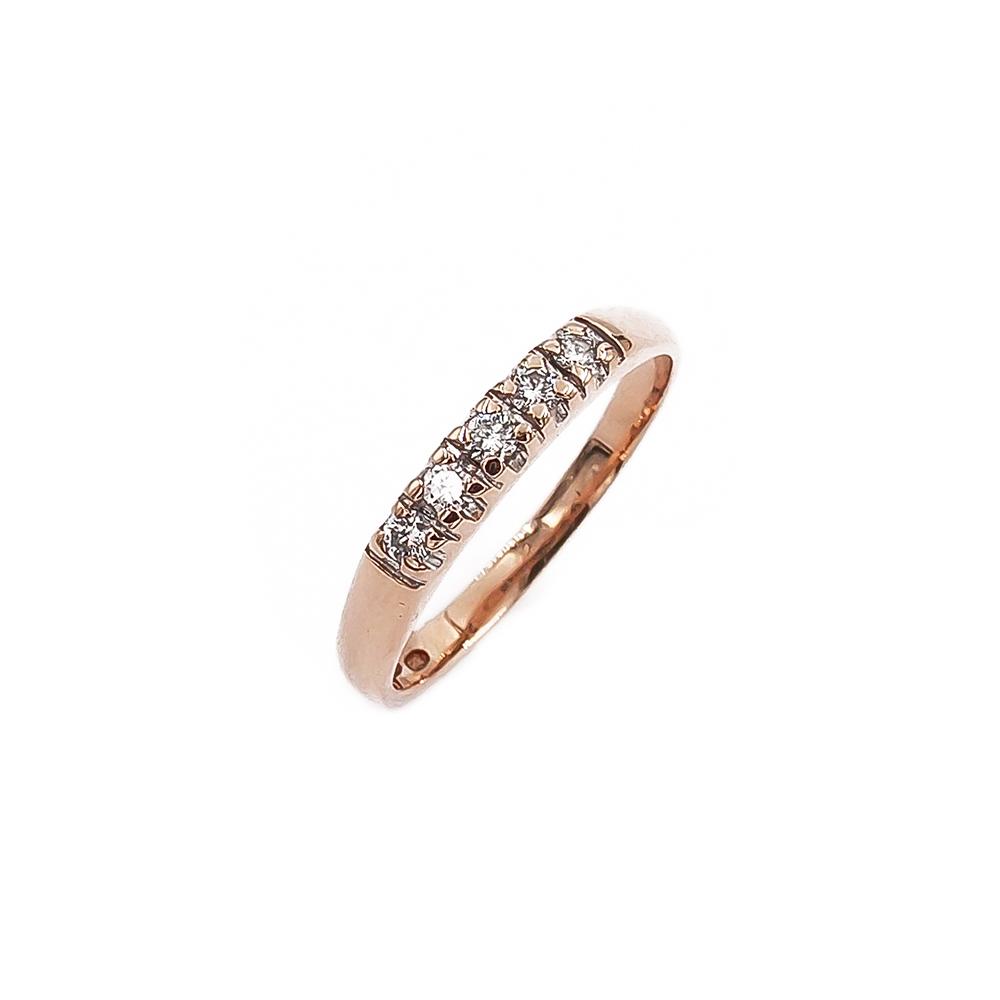 Kultainen timanttirivisormus 5kpl yht. 0.15ct 16.25 -94 #0