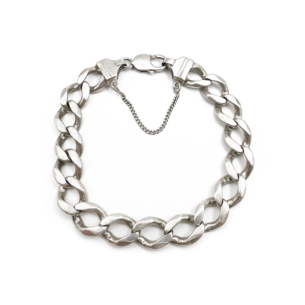 Hopeinen panssari ranneketju 25cm turvaketjulla lev.12mm #0
