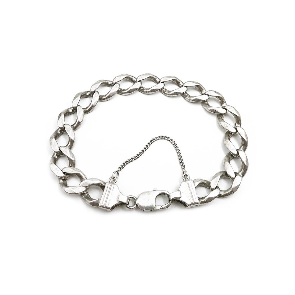 Hopeinen panssari ranneketju 25cm turvaketjulla lev.12mm #1