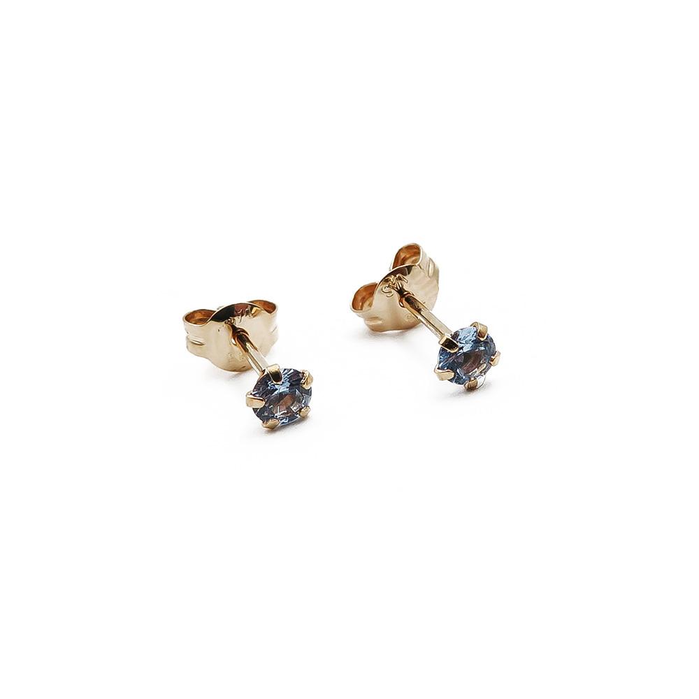 Kultaiset siniset korvakorut 3mm #0