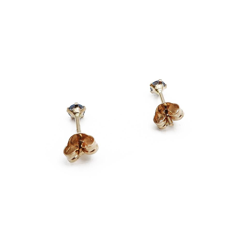 Kultaiset siniset korvakorut 3mm #1