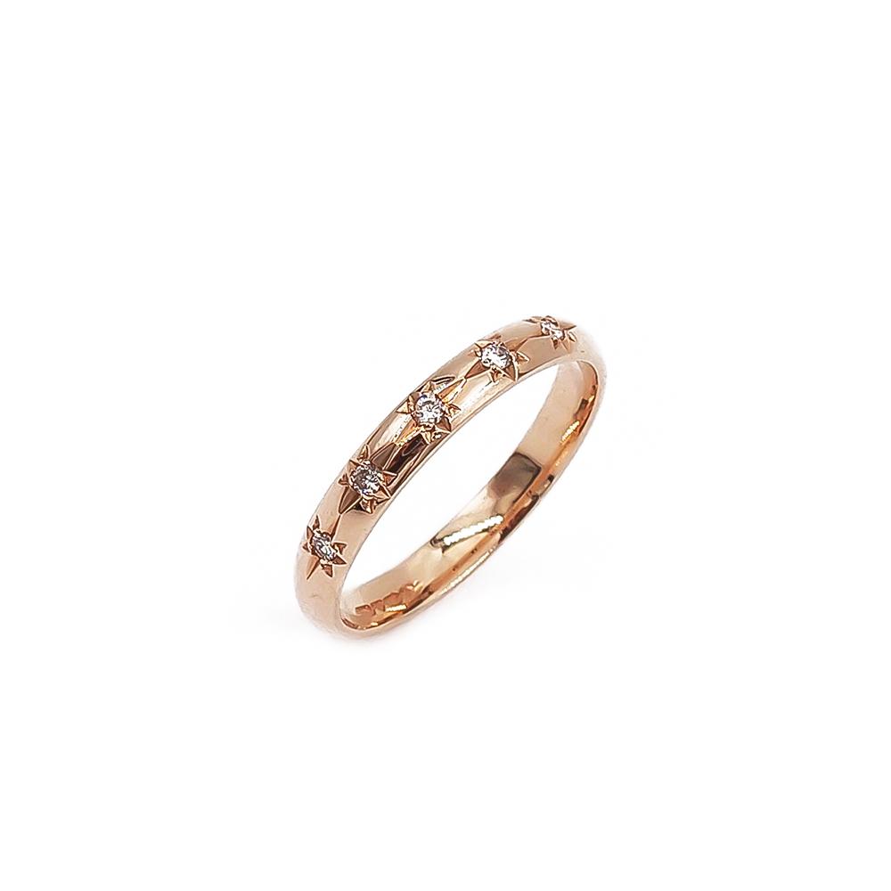 Kultainen Kohinoor timanttisormus tähti-istut. 5x0.02ct yht.0.10ct 19 3.5mm #0