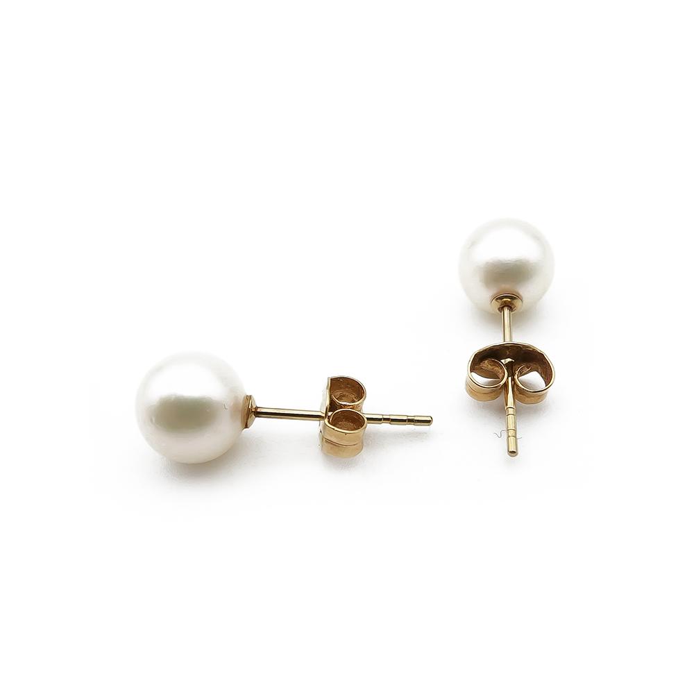 18K helmikorvakorut 6mm tapilla #1