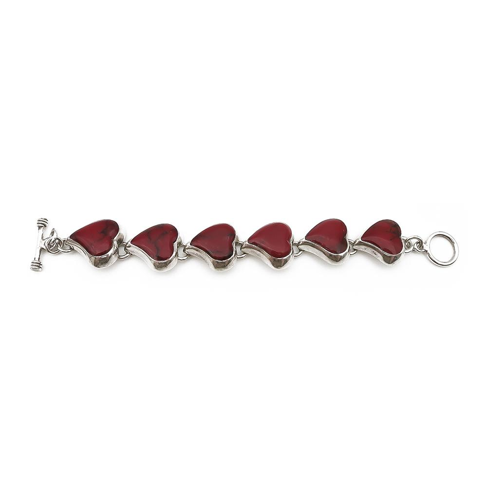 Hopeinen ranneketju 15,5 cm T-lukko, punaiset kivet, lev. 19 mm #0