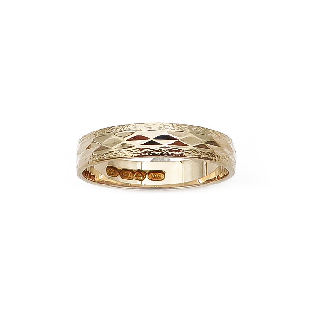 18K kihlasormus kuvioitu 16,5mm v.-75 NW #1
