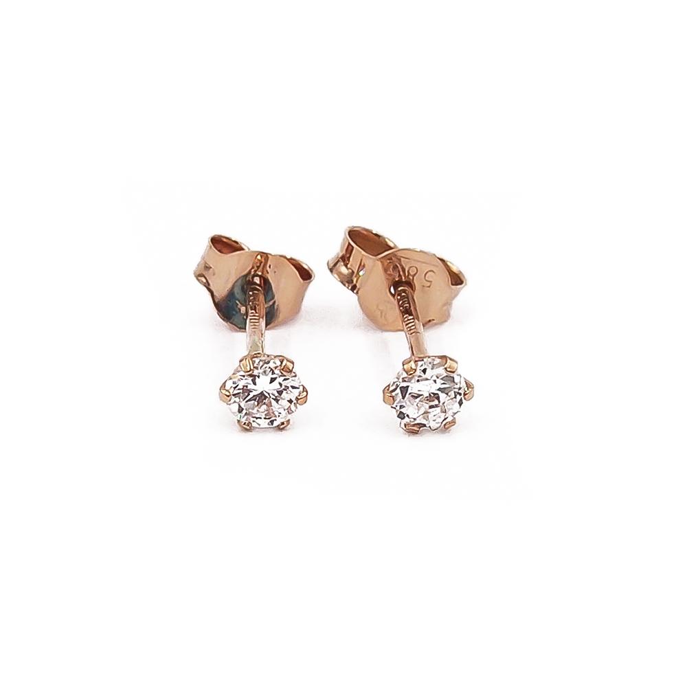 Kultaiset kirkaskiviset korvakorut 3.5mm  tappi HTP #0