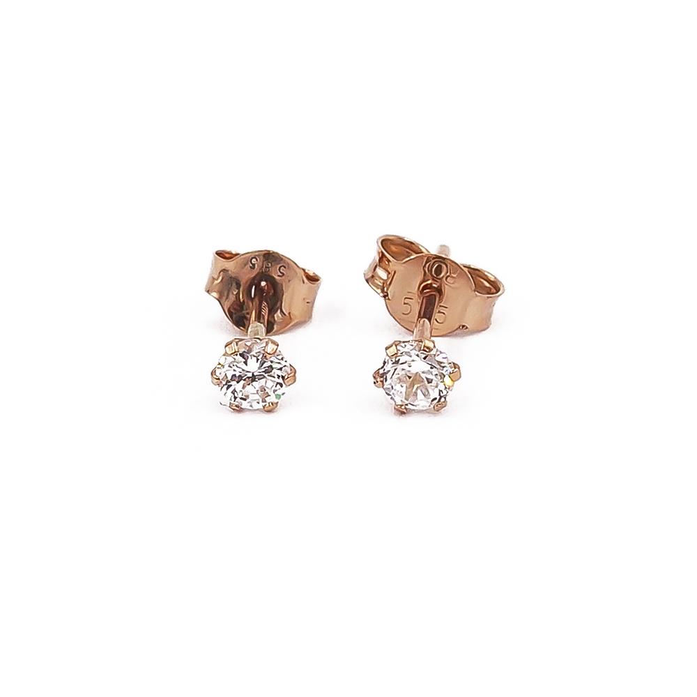 Kultaiset kirkaskiviset korvakorut 3.5mm  tappi HTP #1