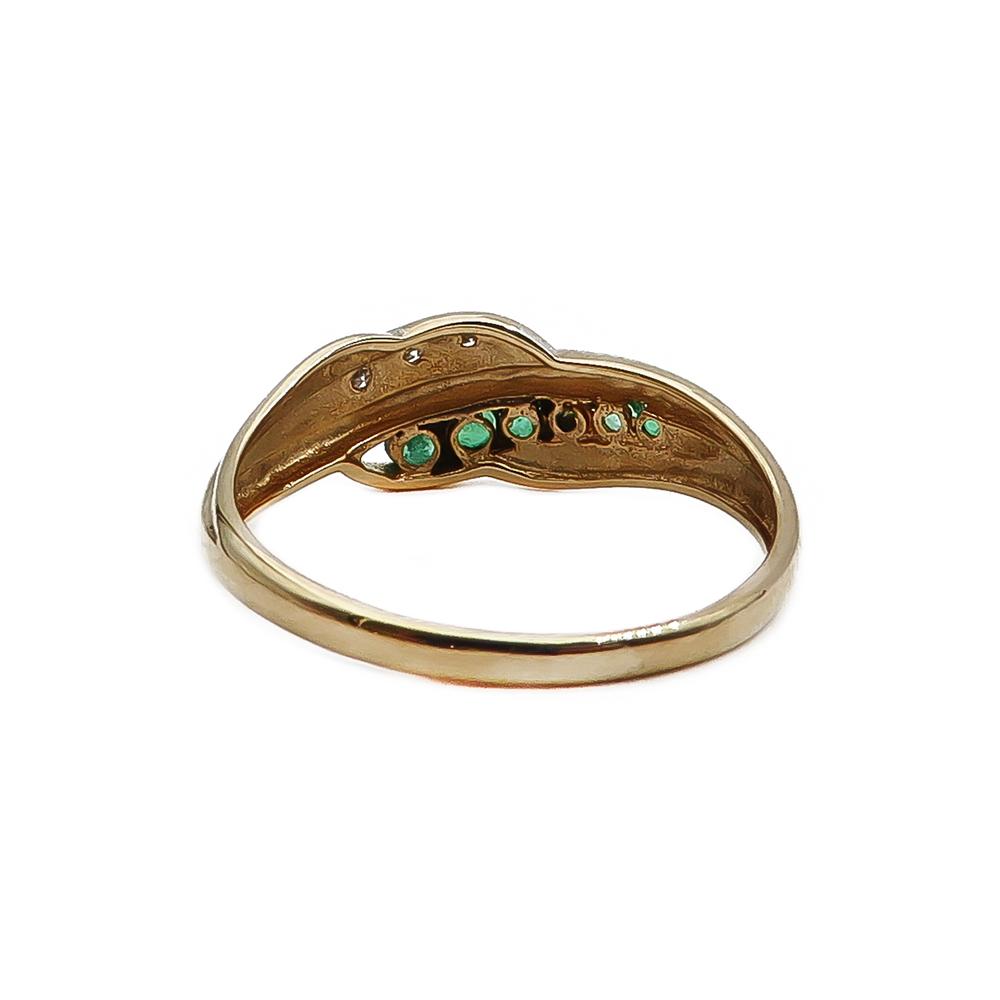kultainen smaragdi timanttisormus16,75mm0,003ct #2