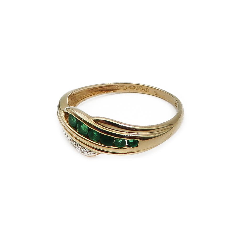 kultainen smaragdi timanttisormus16,75mm0,003ct #3