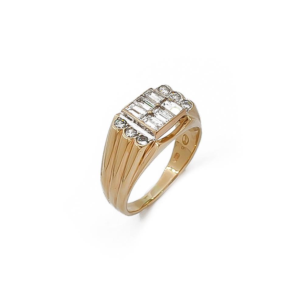 18k Kultainen Kantasormus timanteilla koko 20 (baguette hionta) #0