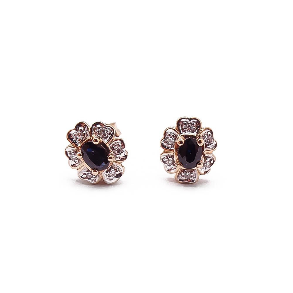 Kultaiset sinisafiiri-timanttikorvakorut 0,12ct #0