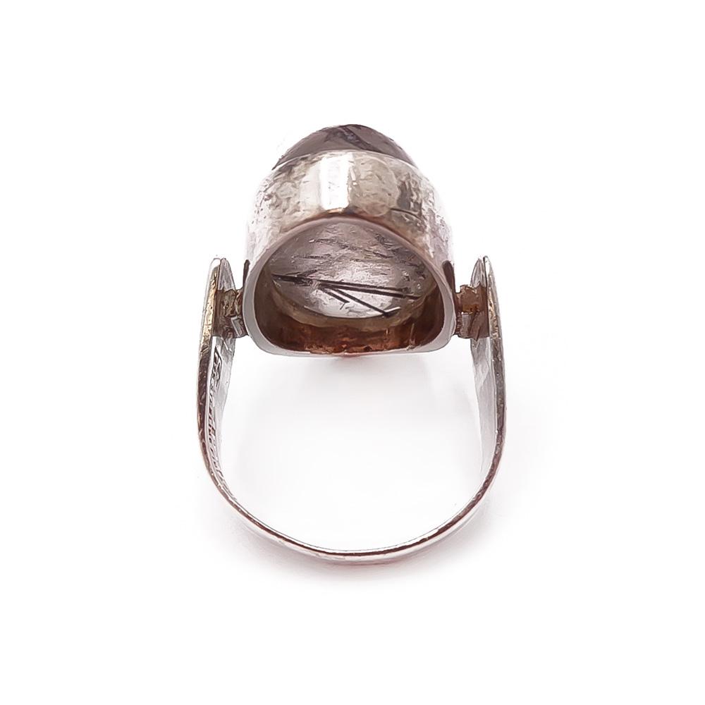 Hopeinen sormus rutiilikvartsi 17,5mm v.-77 #2
