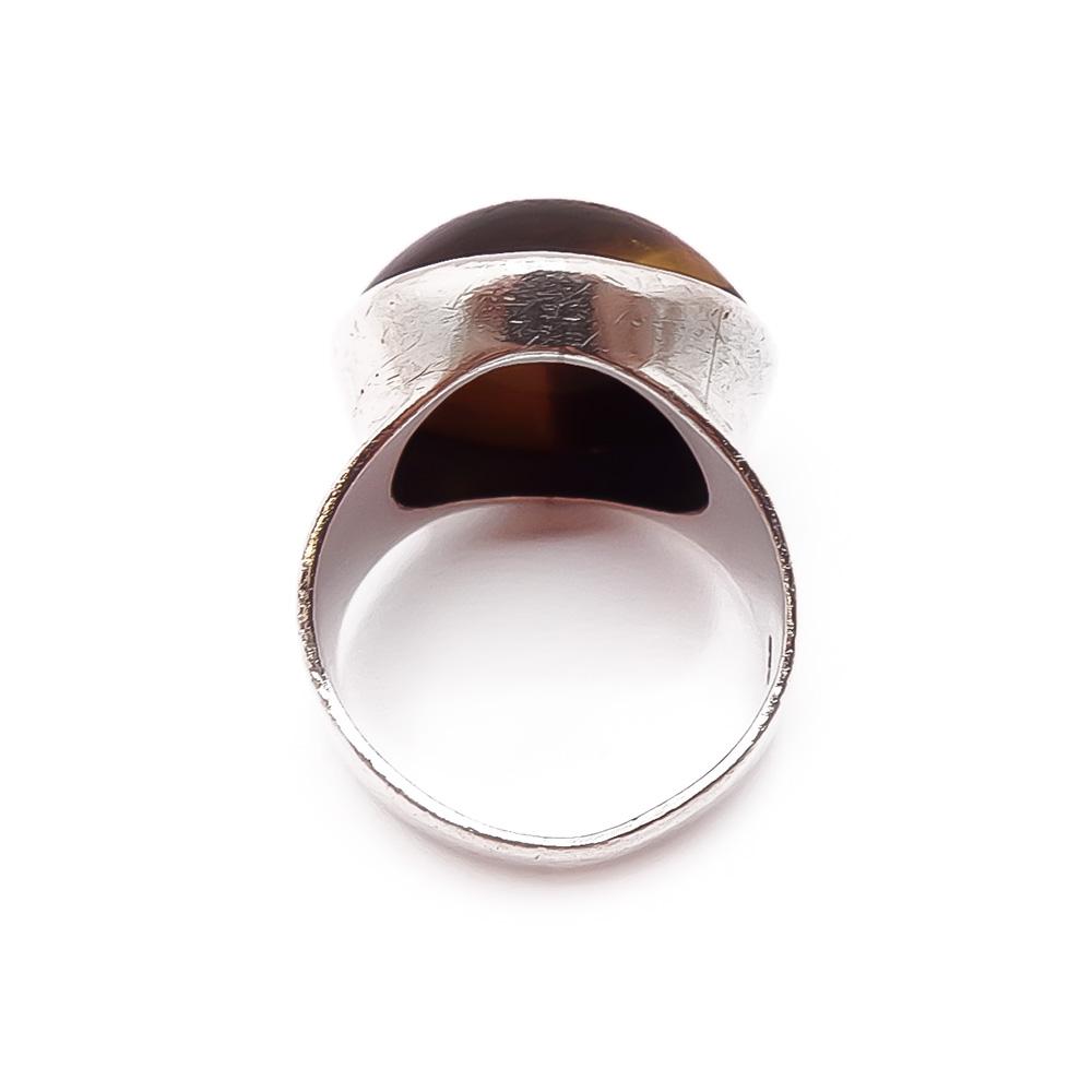 Hopeinen sormus tiikerinsilmä 17mm #2